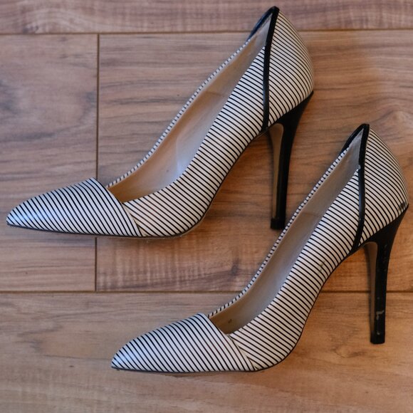 Zara Basic Collection: Black & White Stripe Heels - Picture 5 of 5